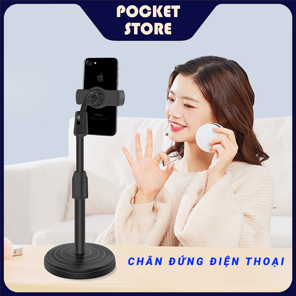 Giá đỡ Điện thoại để bàn chân đứng dạng kẹp livestream, lướt web, xem video xoay 360 Độ Pocket Store