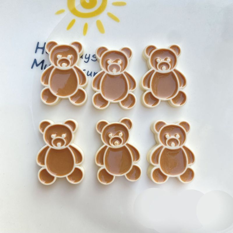 Set 10 Nút Nhựa Hình Gấu Uống Trà Sữa Trang Trí Ốp Điện Thoại