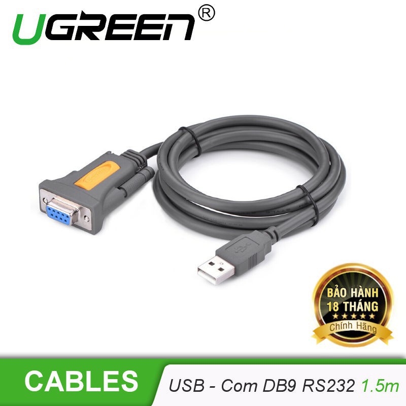 Cáp chuyển đổi USB sang Com RS232 (DB9) căí dài 1,5m UGREEN 20201