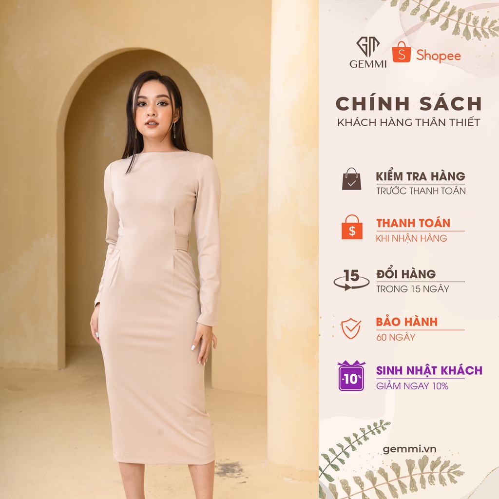 Đầm nữ thiết kế tôn dáng ôm body chất Umi Hàn cao cấp Gemmi fashion, DK8442