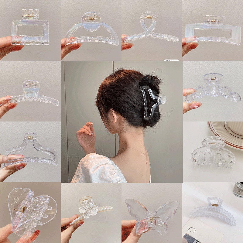Kẹp Tóc Trong Suốt Cỡ Lớn Phong Cách Hàn Quốc Tinh Tế Thời Trang Cho Nữ