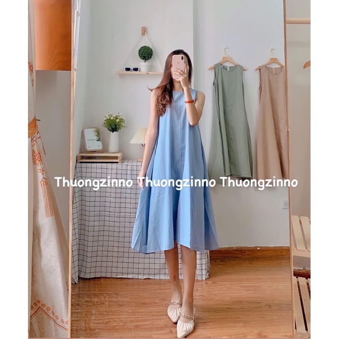[Ảnh thật/Video]Váy sát nách vai suông dáng xoè Đầm trơn vintage dáng dài | BigBuy360 - bigbuy360.vn