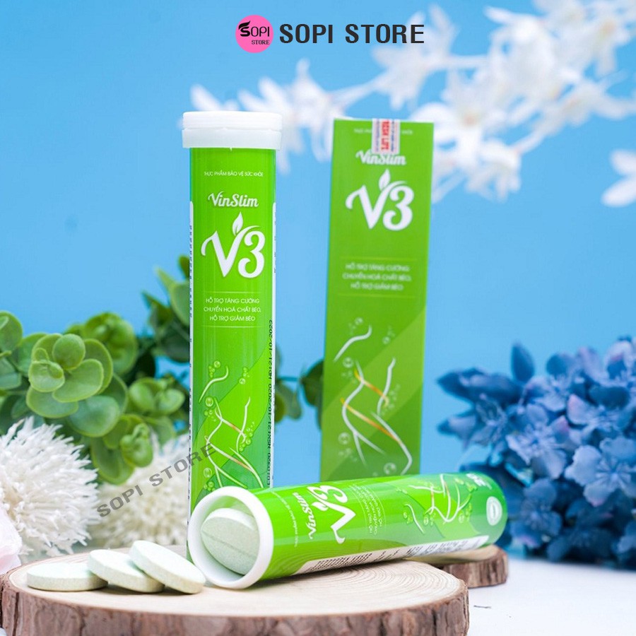 [Mua 3 tặng 1] VinSlim V3 - Giảm cân chính hãng hộp 20 viên sủi giảm cân cấp tốc, giảm béo giảm mỡ bụng - Sopi Store