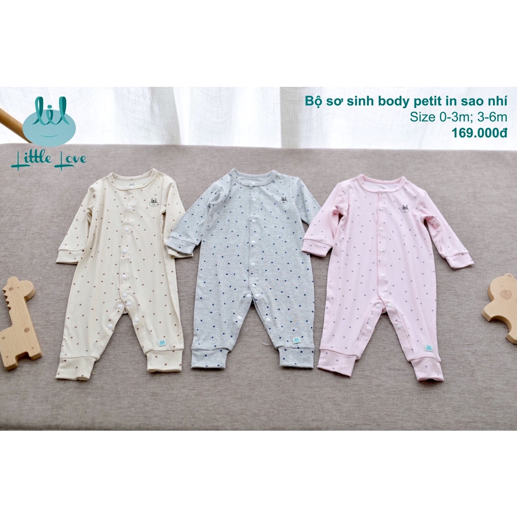 Bodysuit, body liền thân dài tay petit cho bé trai và bé gái sơ sinh. Hàng cao cấp thương hiệu Little Love