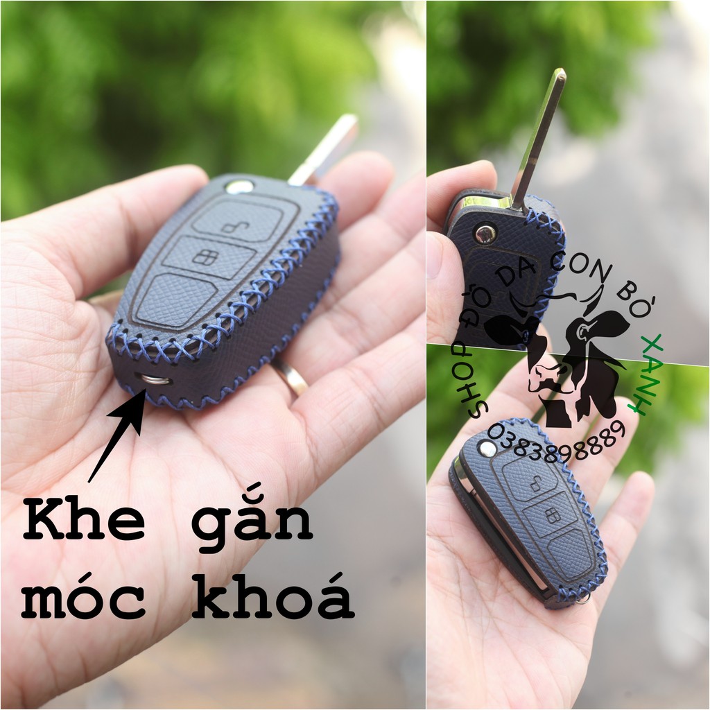 bao da chìa khoá Ford Focus, Ecosport, Fiesta, Ranger chìa Gập handmade da thật 002