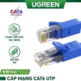 Dây mạng đúc sẵn 5M Cat 6 UTP NW102 Ugreen 11204