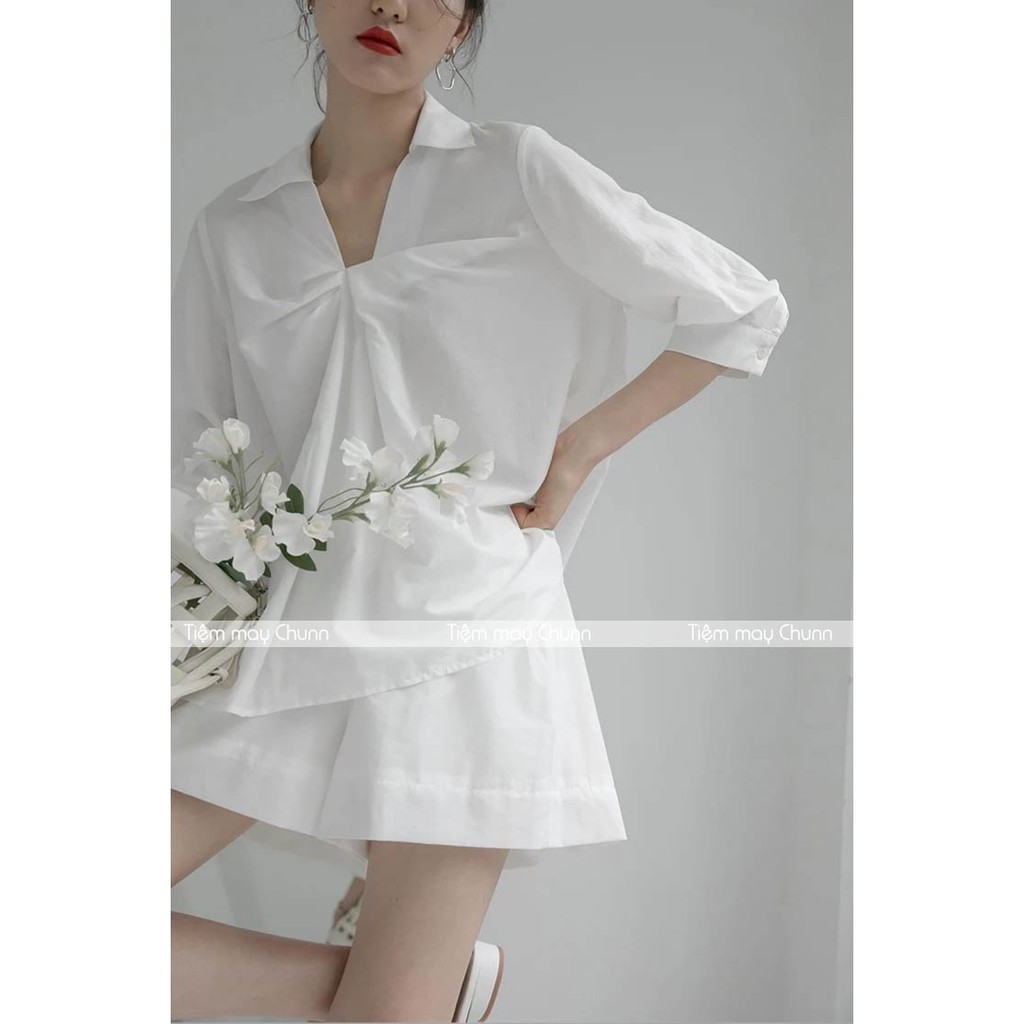 CHUNN Set sơmi cổ xoắn mix quần đùi ( SET001) | BigBuy360 - bigbuy360.vn