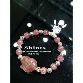 Vòng tay cửu vỹ hồ ly dâu tây hồng thiết kế - 1.200k