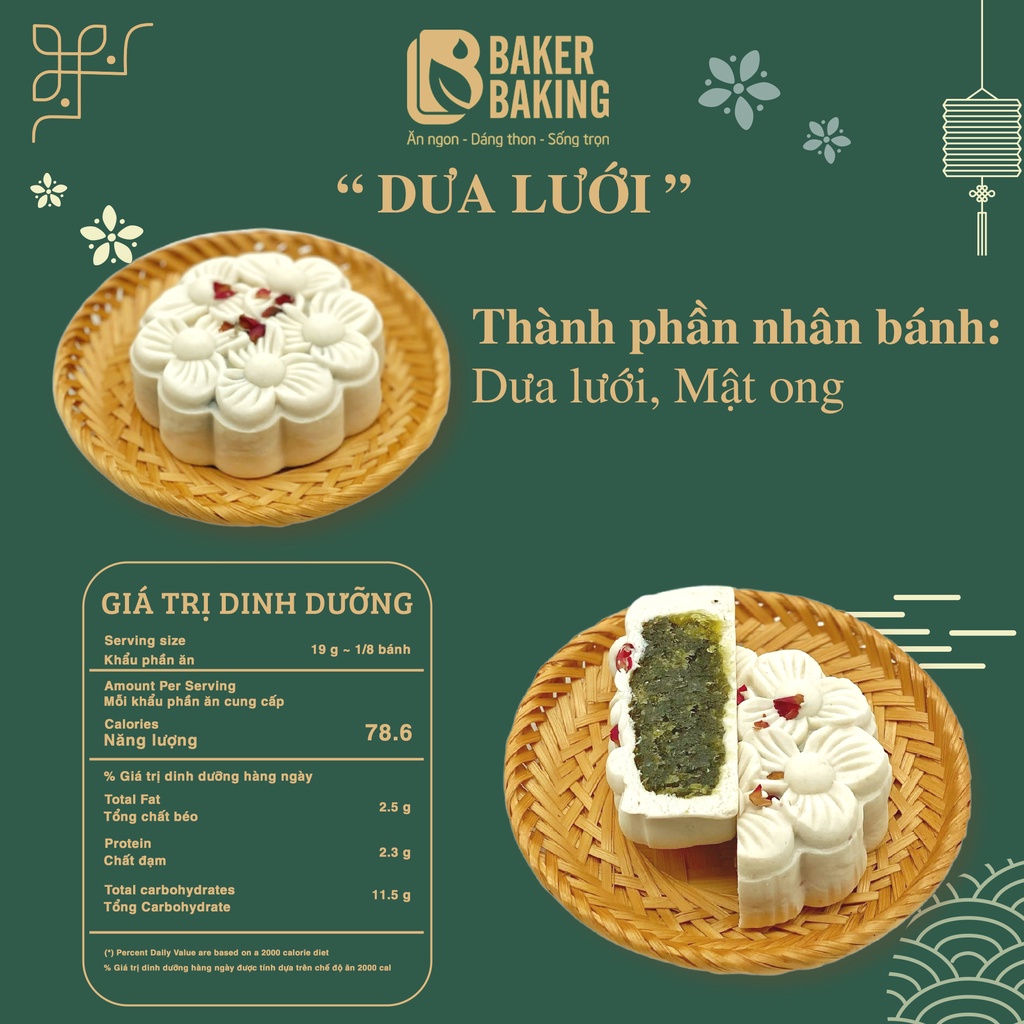 Bánh trung thu healthy cao cấp 2023 Baker Baking ít ngọt, không phẩm màu, mix nhiều vị 150gr