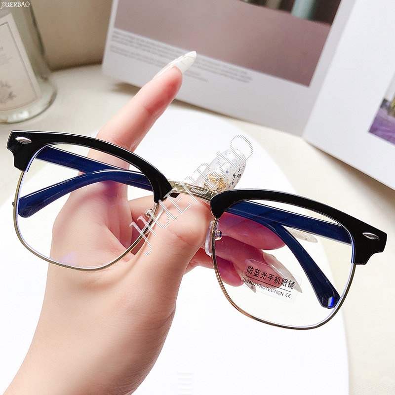 Mắt Kính Nửa Gọng Oval Chống Bức Xạ Phong Cách Vintage