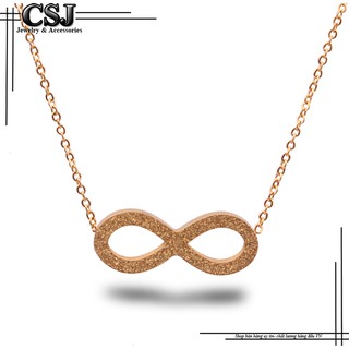 Dây chuyền titan biểu tượng Infinity ( dấu vô cực ) phun cát mạ vàng 14k