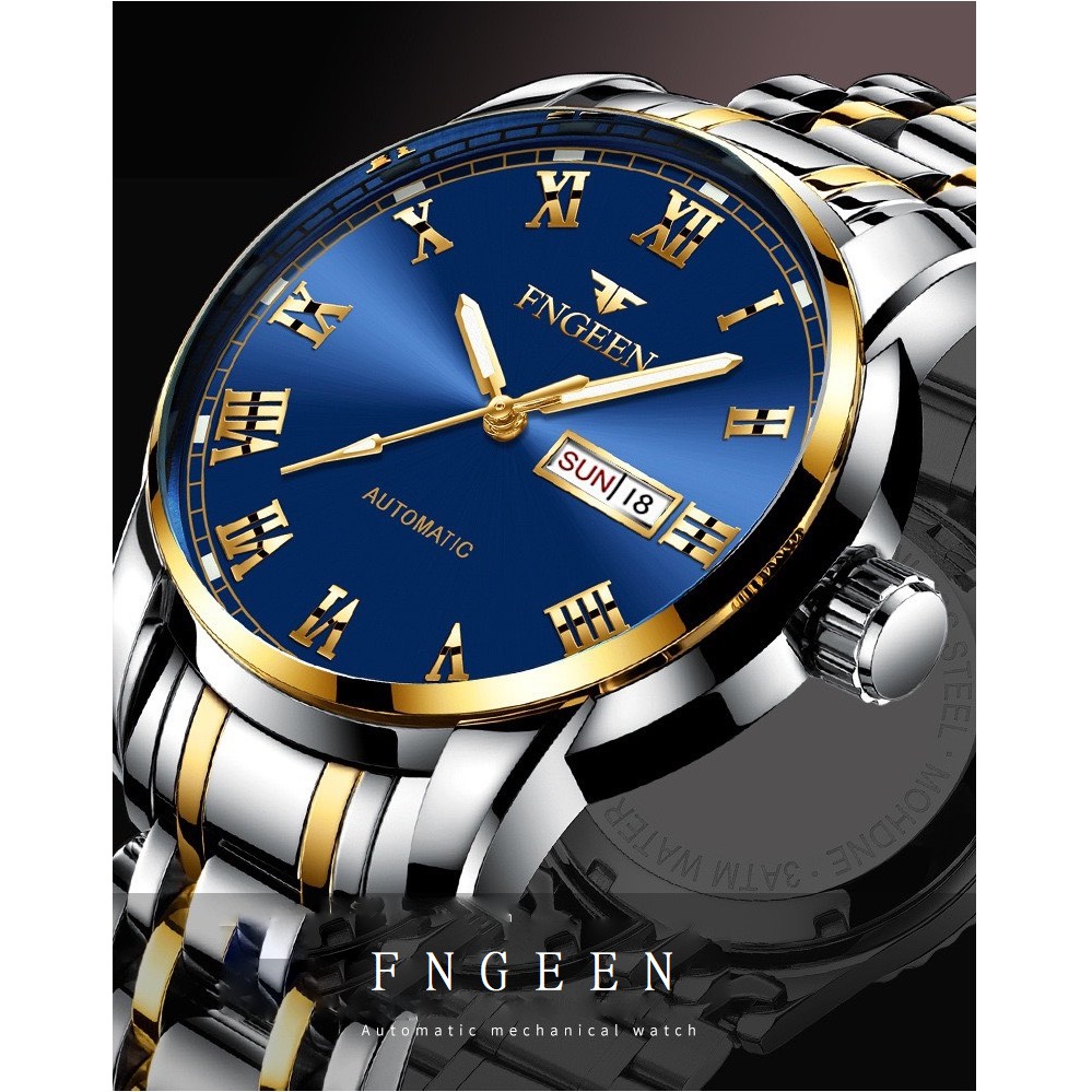 Đồng hồ nam FNGEEN F4X giả cơ,mặt số la mã có lịch xem thứ & ngày,có dạ quang ban đêm | BigBuy360 - bigbuy360.vn