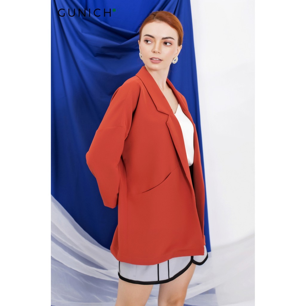 Áo blazer suông đỏ gạch Gunich