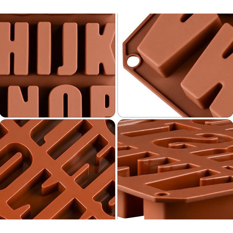 Khuôn silicon Bộ Chữ In Hoa/In Thường/Số  làm bánh rau câu 3D 4D nhấn xôi, fondant, socola, nến hanmade