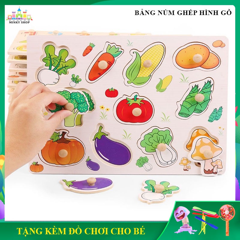 [Sale Sốc] Đồ chơi trẻ em cho bé, bảng gỗ ghép hình thông minh có núm nhiều chủ đề cho bé đồ chơi thông minh