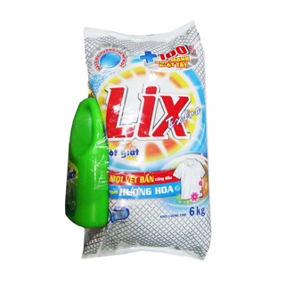 Bột giặt Lix 6kg tặng kèm can nước rửa chén trà xanh 1,5kg