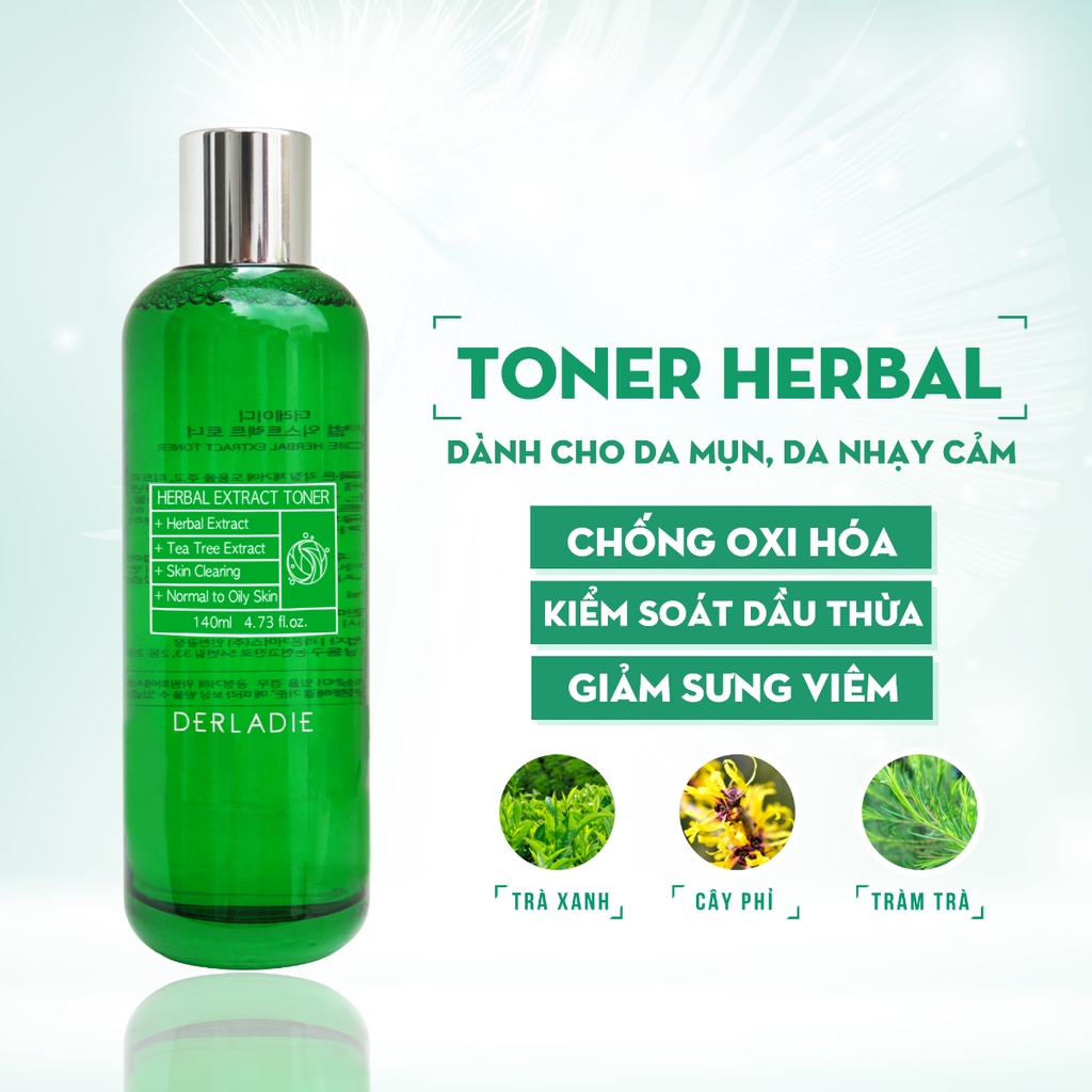 Nước Hoa Hồng Derladie Trà Tràm Giảm Viêm Ngăn Ngừa Mụn Herbal Extract Toner 140ml
