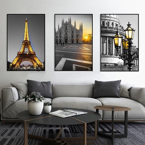 Tranh treo tường canvas tháp Eiffel 2 decor trang trí phòng khách, phòng ngủ và cầu thang có khung cao cấp khổ lớn 40x60