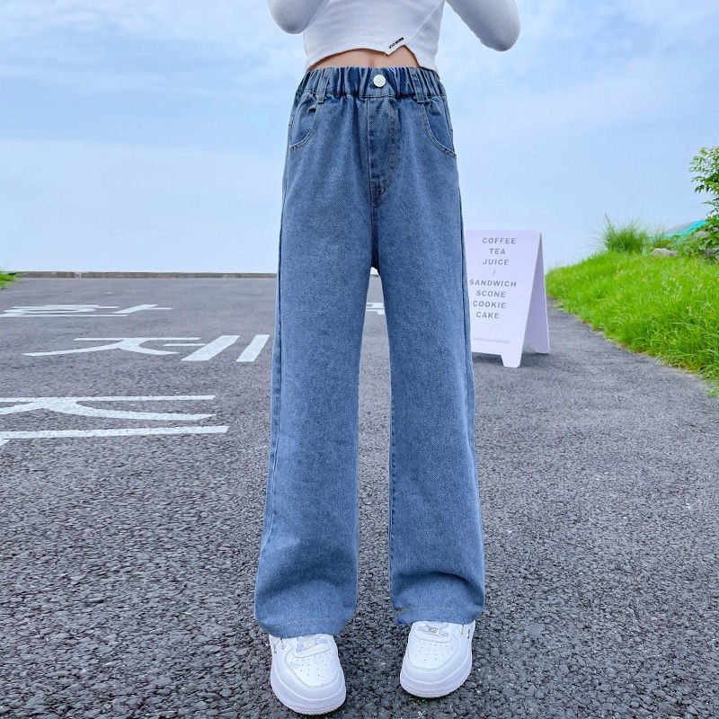 Quần jeans Dài Ống Rộng Phong Cách Thời Trang Xuân Thu Mới Dành Cho Nữ