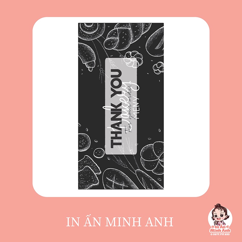 Tem dán sticker open me cute vintage dán chữ thank you trên túi giấy kraft, hộp carton kích thước 6x3 cm DCDN05