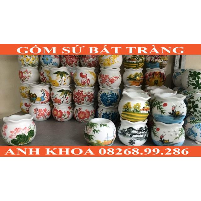 Đèn xông tinh dầu cao 15cm size to - Gốm sứ Bát Tràng Anh Khoa