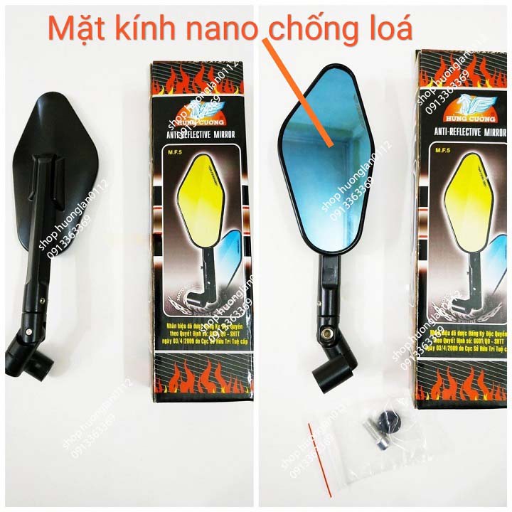 Gương chiếu hậu xe máy Kính Nano cao cấp mặt xanh chống lóa giá 1 chiếc