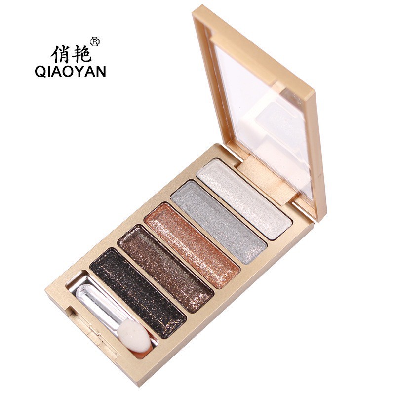 Bảng Phấn Mắt Màu Lì Và Màu Ánh Ngọc 5 ô nhũ E418