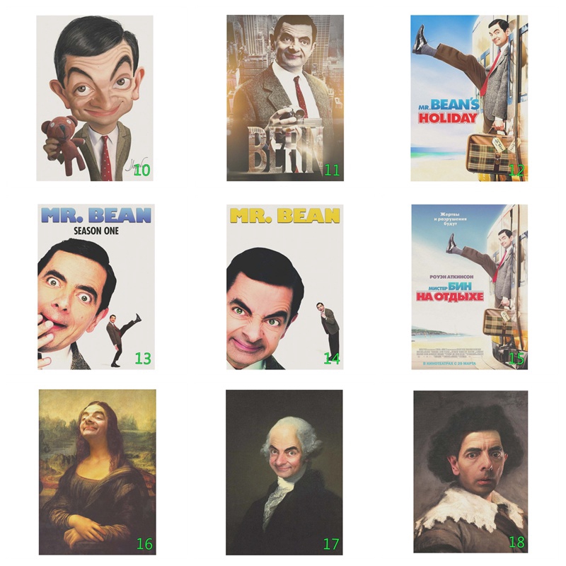 1 Miếng Dán Tường Trang Trí In Hình Phim Mr. Bean Phong Cách Cổ Điển