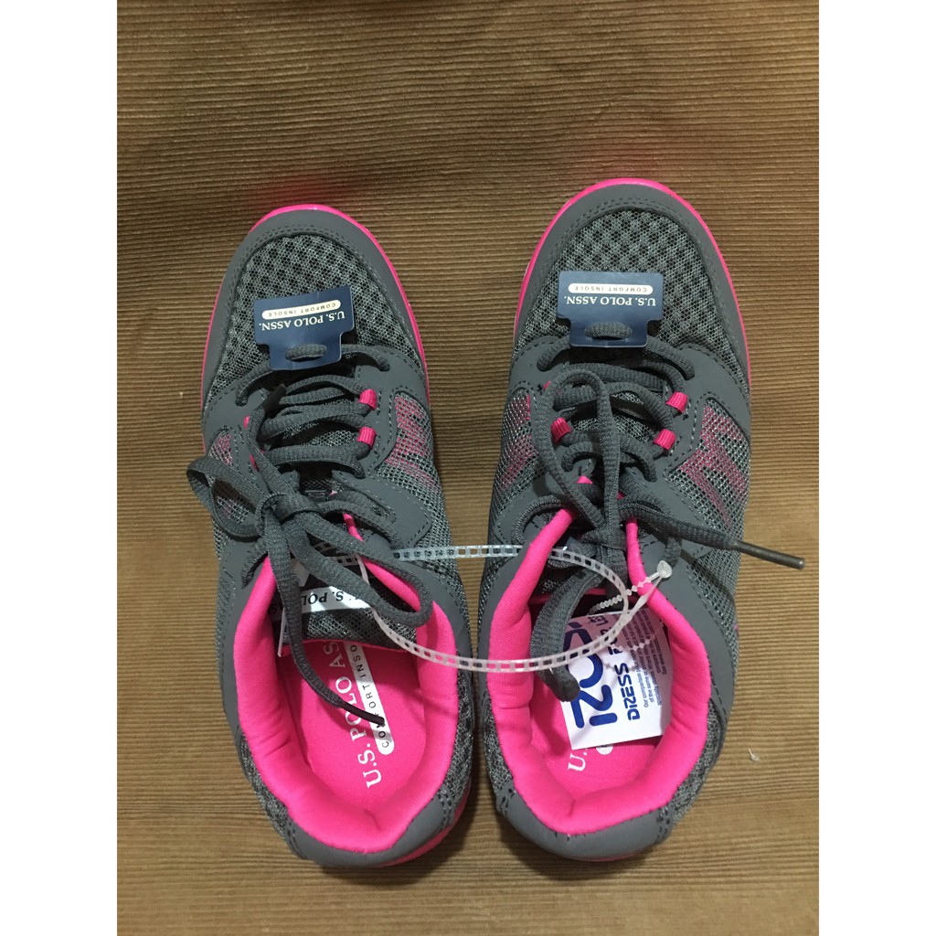 Giày sneaker vải thể thao nữ hiệu U.S.POLO ASSN màu xám viền hồng size (US) 6 chính hãng