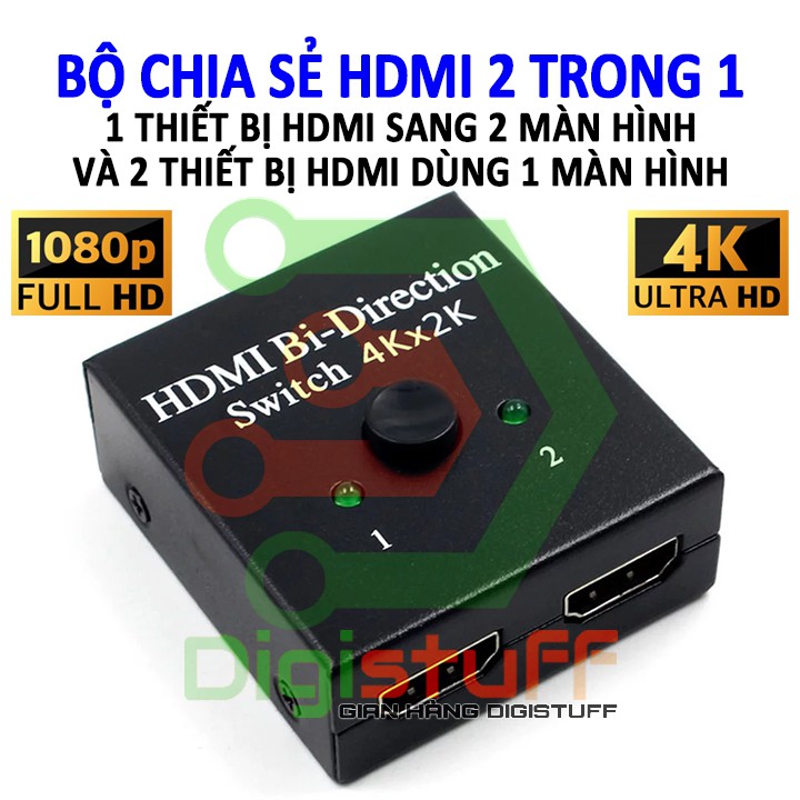 Thiết bị chia kết nối HDMI từ 1 sang 2 màn hình hoặc từ 2 sang 1 màn hình