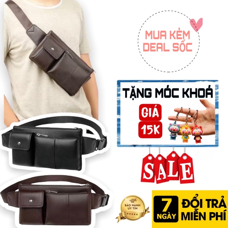 Túi Đeo Chéo Unisex Chống Nước Nhiều Ngăn Chất Liệu Da Mềm - Túi Bao Tử Da PU Cao Cấp Chống Nước Nhỏ Gọn
