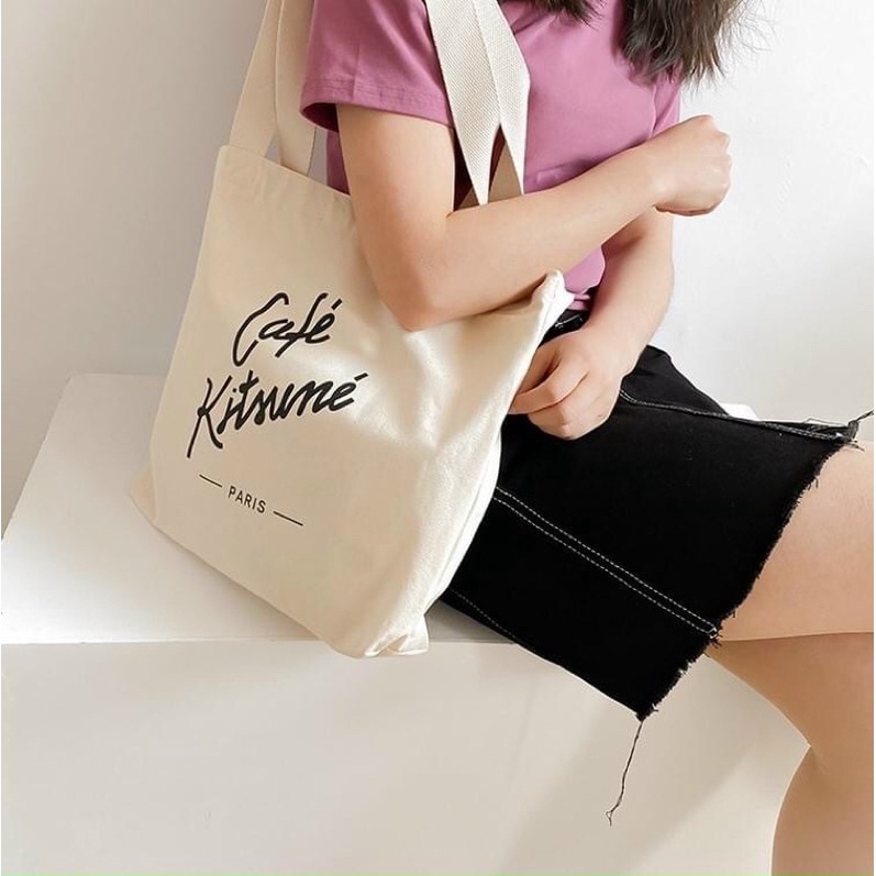 Túi Tote túi vải Canvas đeo vai đựng đồ đi học đi chơi thời trang Hàn Quốc chữ Cafe