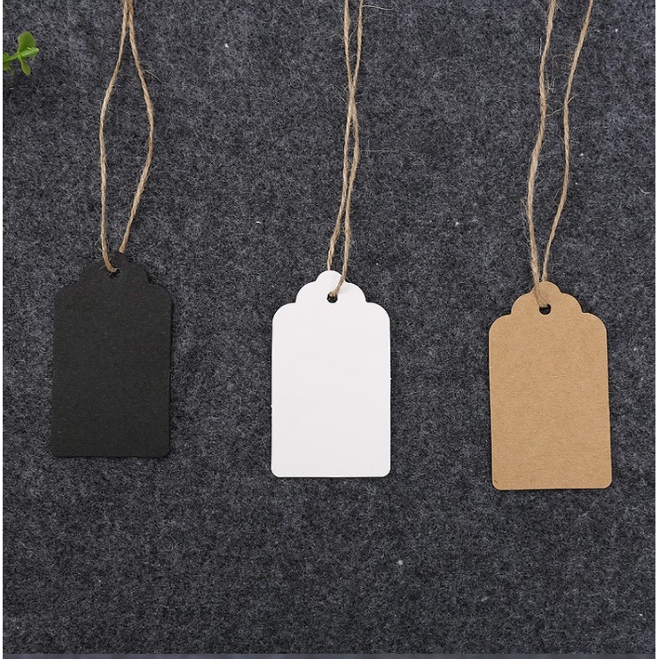 100 tag ghi giá màu trắng, ghi tên sản phẩm đơn giản size 6x3cm
