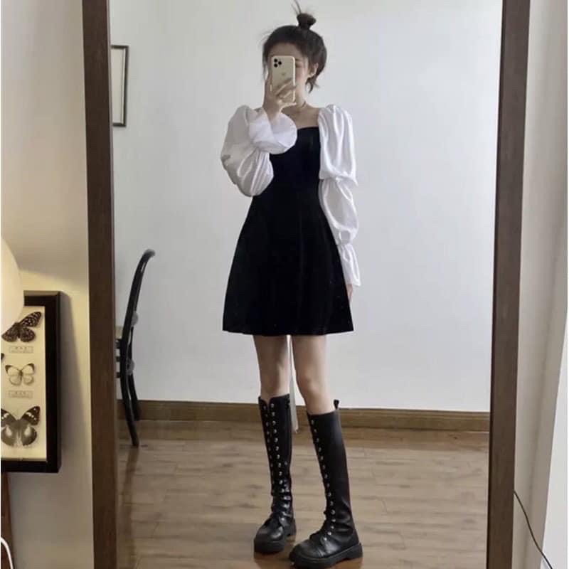 Đầm tiểu thư tay bồng dáng xoè