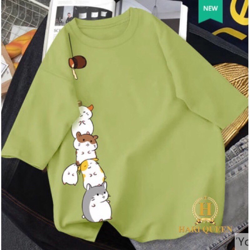Áo thun tay lỡ form rộng in hình chuột ngộ nghĩnh | BigBuy360 - bigbuy360.vn