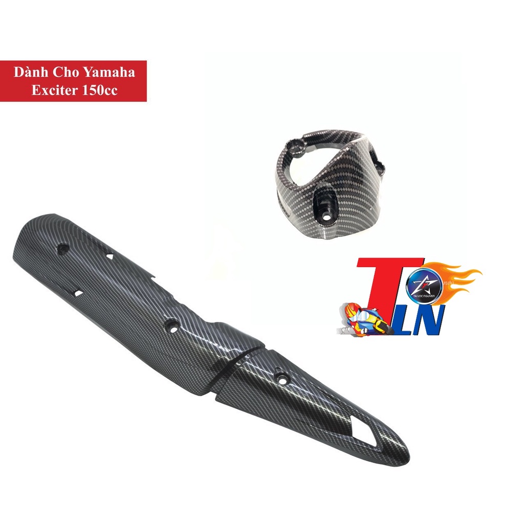 Bộ Ốp Pô Lớn + chụp pô Cho Exciter 150 Cacbon và Đen Nhám