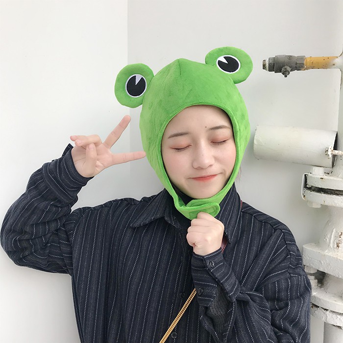 Mũ hình ếch bằng vải lông che tai thời trang mùa đông dùng cho hóa trang