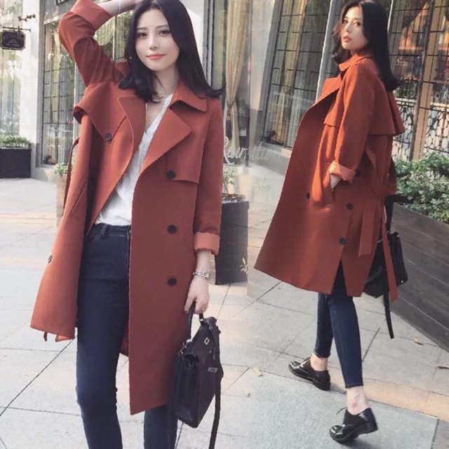 Áo khoác jacket dáng dài - màu cam đất cực hot sang chảnh, cho bạn vẻ ngoài thanh lịch, sang trọng cực kỳ quyết rũ 😍😍!