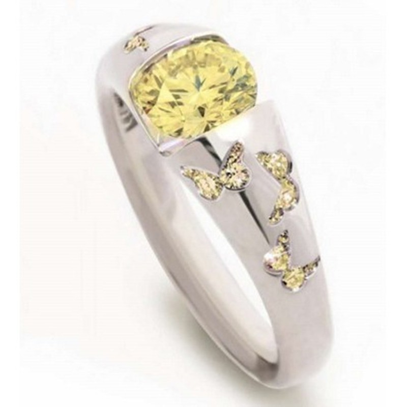 Nhẫn đính hôn kim cương đá quý trắng bướm thời trang nữ thanh lịch