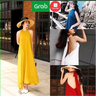 Đầm maxi cổ yếm hở lưng