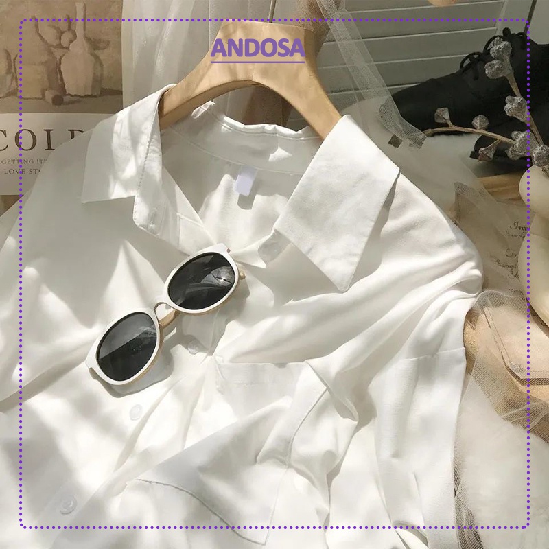 Áo sơ mi trắng nữ kiểu công sở đẹp form rộng tay dài hàng Quảng Châu cao cấp ANDOSA SM11