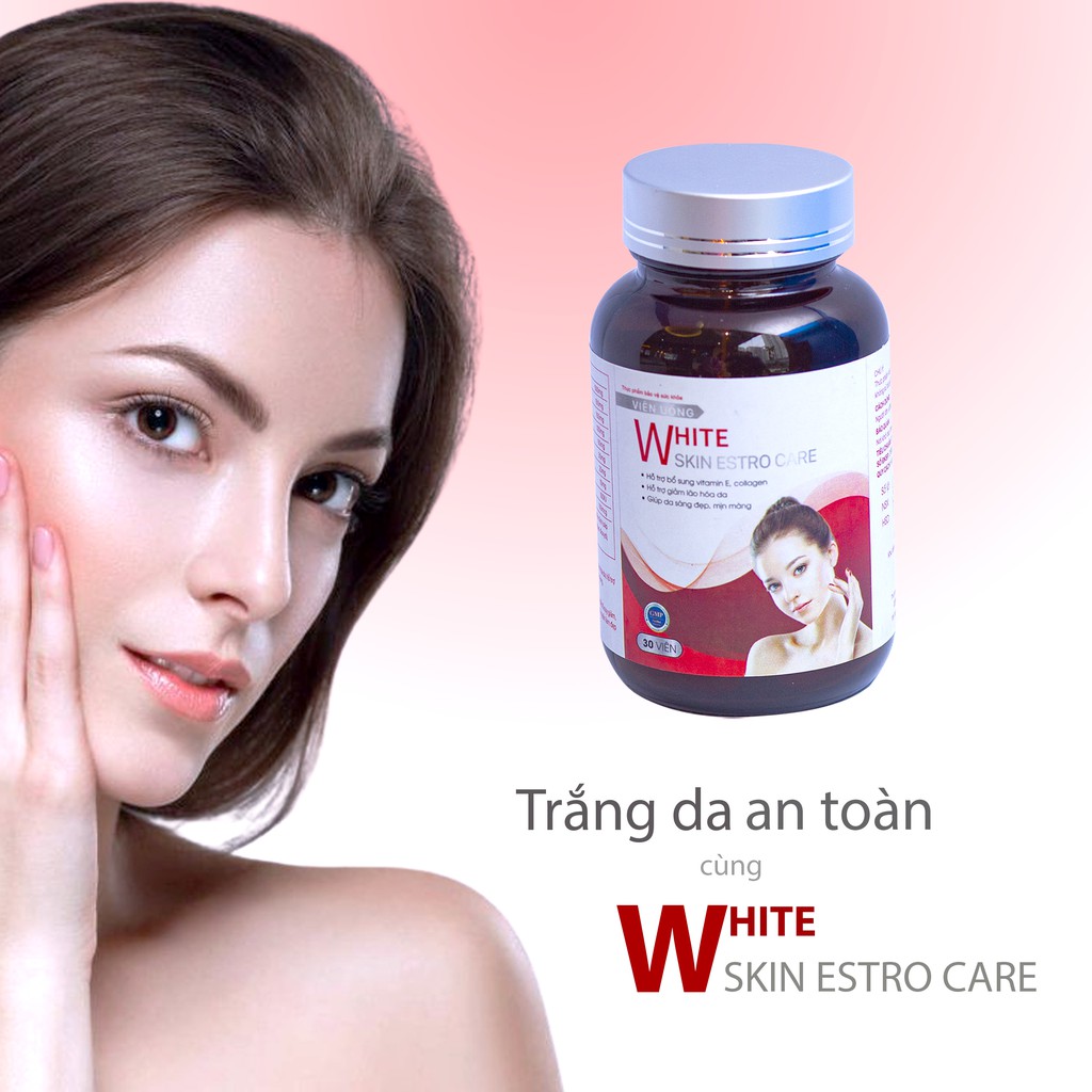 Viên uống trắng da White Skin Estro Care chống lão hóa dưỡng da cấp ẩm nội tiết tố nữ | BigBuy360 - bigbuy360.vn