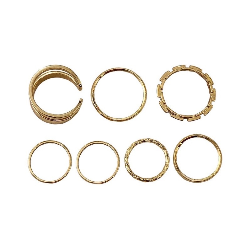 Set nhẫn thiết kế nhiều lớp phong cách retro thời trang đơn giản cho nữ 210807