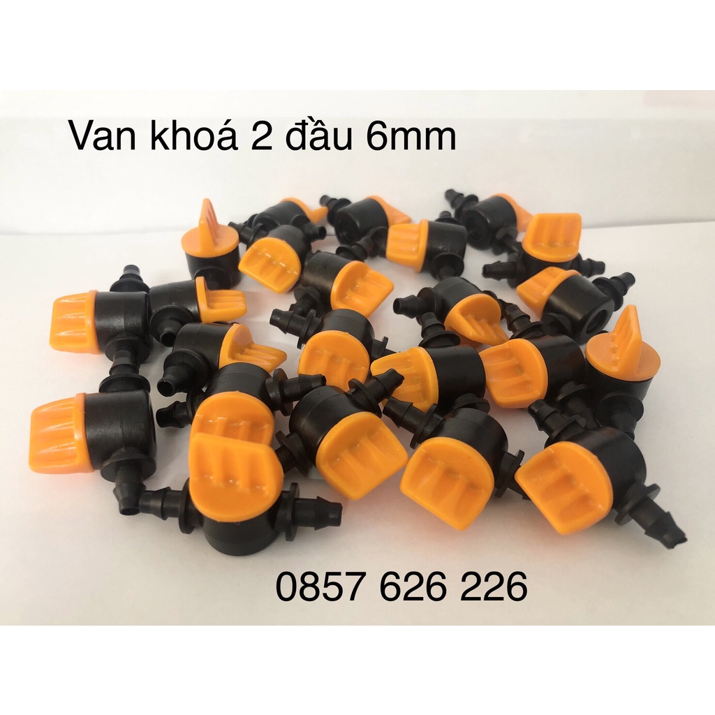 Bộ 10 Van khóa ống LDPE 6mm Nhựa POM cao cấp dùng trong hệ thống tưới tự động