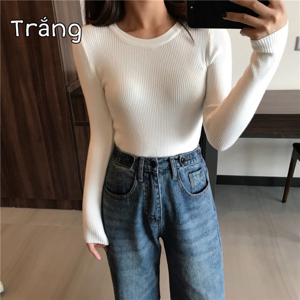 (FREESHIP+VIDEO THẬT) Áo len tơ, tăm cổ tròn | BigBuy360 - bigbuy360.vn