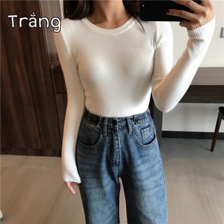 (FREESHIP+VIDEO THẬT) Áo len tơ, tăm cổ tròn