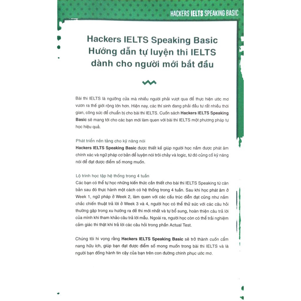 Sách Hackers Ielts Basic - Speaking  - BẢN QUYỀN