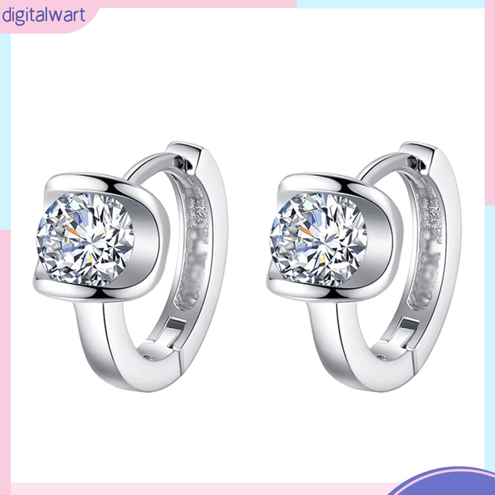 Bông Tai Đính Hạt Đá Tròn Thời Trang Nữ Tính