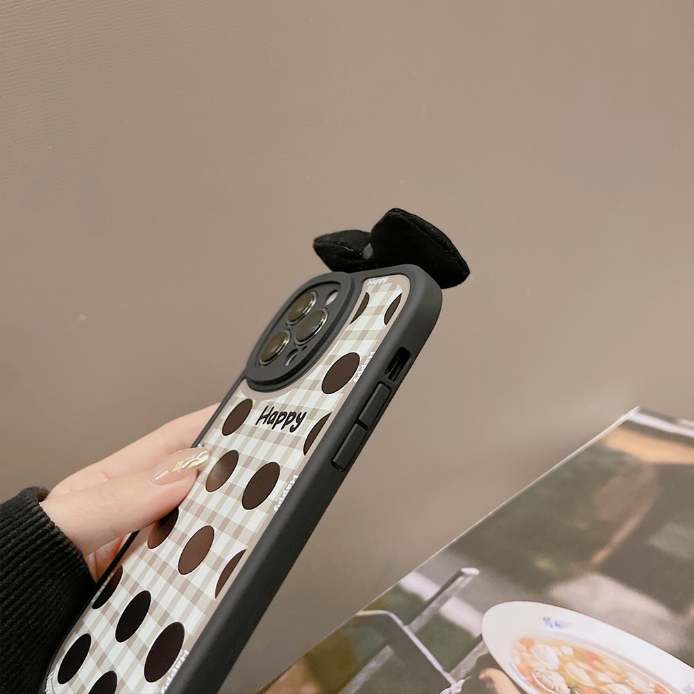 Ốp Điện Thoại TPU Mềm Chống Sốc Đính Nơ Họa Tiết Chấm Bi Cho iPhone 11 12 13 Pro max mini XS max xr 7 8 se2020 plus