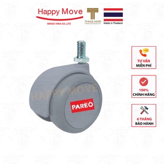 Bộ 4 bánh xe cọc vít ren 38-50mm cho ghế/bàn xoay văn phòng nội thất - tải 40kg - Happy Move Thái Lan